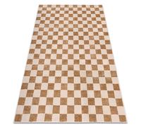 Alfombra AURA EB112 beige - Tablero de ajedrez estructural moderna 160x220 cm