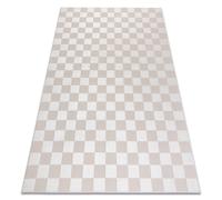 Alfombra AURA EB112 crema - Tablero de ajedrez estructural moderna 140x190 cm
