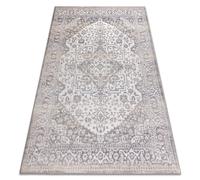 Alfombra AURA J2818 gris / beige claro - Marco adorno estructural moderna 80x150 cm