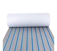Alfombra autoadhesiva de espuma EVA, para yates, tablas de surf, piscinas, 240 x 60 cm, color gris claro con costuras azules