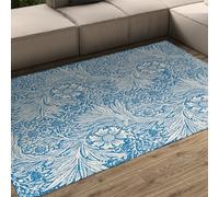 Alfombra Azul Floral 200x300 Alfombras salón alfombras orientales Lavables Grandes Alfombra Suaves Plegables Antideslizantes Pelo bajo Tradicional Flores Dormitorio Comedor casa Campo Oficina