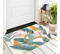 Alfombra Azul Pálido Hojas Verdes De Ave Del Paraíso 50X80Cm Pies Para Entrada Suave Lavable Ilustraciones Minimalistas Para Cocina Antideslizante De Pelo Bajo Plegable Para Puerta Delantera Salón