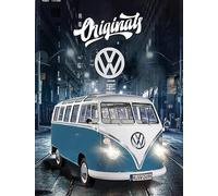 Alfombra azul Volkswagen Bulli T1, 100 x 133 cm, antideslizante, antiruido, decoración para aficionados, para VW Bus Samba, retro, camper, furgoneta, coche, estilo de vida, alfombra infantil, adecuada