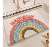 Alfombra Baño 40X60 Cm de Felpa Suave Líneas Coloridas Alfombrilla Baño Antideslizante con Base Resistente, Alta Absorción De Agua, Lavable A Máquina, Cómoda Y Duradera para Zona De Ducha Y Lavabo