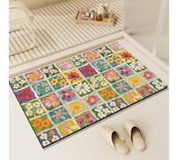 Alfombra Baño 40X60Cm Flor Rosa Alfombra Diatomita Baño,Lavables Súper Absorbente Alfombrilla De Secado Rápido Antideslizante,para El Suelo De La Ducha Cocina