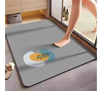 Alfombra Baño 50X80Cm Amarillo Azul Alfombra De Baño Antideslizantes,Alfombrilla Diatomita,Secado Rápido,Lavables,Súper Absorbente,para Bañera, Ducha, Cuarto,Cocina