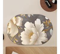 Alfombra Baño 50X80Cm Flor Blanca Alfombra De Baño Antideslizantes,Alfombrilla Diatomita,Secado Rápido,Lavables,Súper Absorbente,para Bañera, Ducha, Cuarto,Cocina