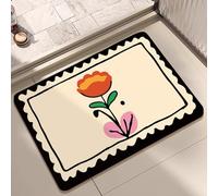 Alfombra Baño 50X80Cm Flor Naranja Alfombra De Baño Antideslizantes,Alfombrilla Diatomita,Secado Rápido,Lavables,Súper Absorbente,para Bañera, Ducha, Cuarto,Cocina