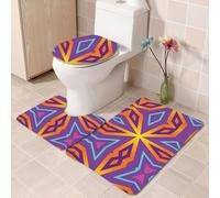 Alfombra Baño Abstracto Naranja Púrpura Alfombrilla Ducha Espuma Memoria Alfombra Antideslizante Forma de U Contorno y Tapa del Inodoro 3 Piezas Alfombrilla Baño Antideslizante 50x80 cm