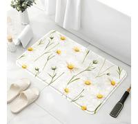 Alfombra Baño Amarillo Beige Floral Alfombra Ducha Antideslizante Lavable Tapetes para Pasillo Dormitorio Entrada Alfombrilla Baño Antideslizante para Salir de la Ducha (40x60cm)