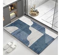 Alfombra Baño Antideslizante Suelo 80x150cm, Super Absorbente Alfombrilla de Baño, Suave y Lavable Secado Rápido Alfombra de Baño Bath Mat Rug para Ducha, Bañera, Salón, Dormitorio, Cocina, Azul