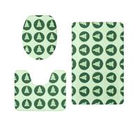Alfombra Baño Árbol Círculo Verde Alfombra Ducha Antideslizante Suave Alfombrilla Baño Set 3 Piezas Bath Mat Secado Rapido Lavable Bathroom Mat Forme De U Antideslizante Carpete 45x75cm