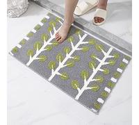Alfombra Baño Árbol Gris Verde Alfombrilla Baño Microfibra Bath Mat Antideslizante Alfombra Ducha Secado Rapido Gruesa Agua Absorbente Bathroom Mat Suave Carpete 50x80cm