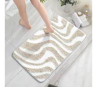 Alfombra Baño Beige Rayas Blancas Alfombrilla Baño Microfibra Bath Mat Antideslizante Alfombra Ducha Secado Rapido Gruesa Agua Absorbente Bathroom Mat Suave Carpete 50x80cm