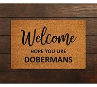 Alfombra Baño Bienvenidos. Espero Que Les Gusten Los Doberman. Felpudo Entrada Suave Alfombrilla Baño Secado Rápido Felpudo para Cocina Exterior Ducha 40X60Cm
