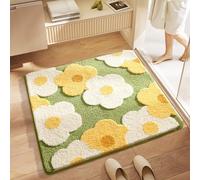 Alfombra Baño Blanca Limón Amarillo Alfombrilla Baño Microfibra Bath Mat Antideslizante Alfombra Ducha Secado Rapido Gruesa Agua Absorbente Bathroom Mat Suave Carpete 50x80cm