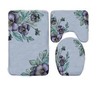 Alfombra Baño Blanca Marfil Púrpura Alfombra Ducha Antideslizante Suave Alfombrilla Baño Set 3 Piezas Bath Mat Secado Rapido Lavable Bathroom Mat Forme De U Antideslizante Carpete 50x80cm