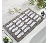Alfombra Baño Blanco Rectángulo Gris Alfombrilla Baño Microfibra Alfombra De Baño Agua Súper Absorbente Alfombras Baño Gruesa Felpudo Entrada Casa Antideslizante Suave Felpudo 50x80cm