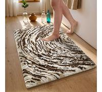 Alfombra Baño Café Rayas Blancas Alfombra Ducha Microfibra Alfombrilla Baño Antideslizante Bath Mat Secado Rapido Gruesa Agua Absorbente Bathroom Mat Suave Carpete 50x80cm