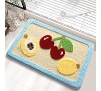 Alfombra Baño Cereza Amarilla Limón Alfombra Ducha Antideslizante Lavable Tapetes para Pasillo Dormitorio Entrada Alfombrilla Baño Antideslizante para Salir de la Ducha (40x60cm)