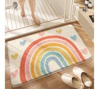 Alfombra Baño Corazón Amarillo Arcoíris Tapete Alfombrilla Baño Antideslizante Microfibra Antideslizante Bath Mat Gruesa Suave Agua Absorbente Bathroom Mat 50x80cm