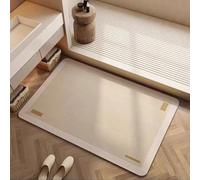 Alfombra Baño Diatomita 40X60Cm Beige Secado Rapido, Agua Súper Absorbente Alfombrilla De Baño Antideslizantes,Suave Y Acogedora