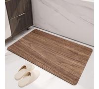 Alfombra Baño Diatomita 40X60Cm Grano De Madera Marrón Secado Rapido, Agua Súper Absorbente Alfombrilla De Baño Antideslizantes,Suave Y Acogedora
