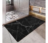 Alfombra Baño Diatomita 40X60Cm Mármol Negro Secado Rapido, Agua Súper Absorbente Alfombrilla De Baño Antideslizantes,Suave Y Acogedora