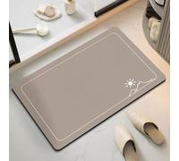 Alfombra Baño Diatomita 40X60Cm Sol Marrón Claro Secado Rapido, Agua Súper Absorbente Alfombrilla De Baño Antideslizantes,Suave Y Acogedora