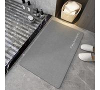 Alfombra Baño Diatomita 60X90Cm Letras Grises Secado Rapido, Agua Súper Absorbente Alfombrilla De Baño Antideslizantes,Suave Y Acogedora