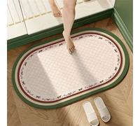 Alfombra Baño Diatomita de Piedra, Super Absorbente, Secado Rápido, Antideslizante, Alfombrilla baño Ducha Moderna, Lavable, Fina Stone Bath Mat para Bañera Entrada y Cocina, Rug Oval 60x100cm 3-929