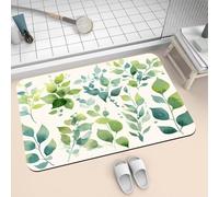 Alfombra Baño Diatomita Secado Rapido Piedra, Alfombrilla Ducha Antideslizante, Alfombra Cocina Super Absorbente Alfombras, Stone Bath Mat de Secado Rápido y Lavable Rug Leaves 120x170cm 2-1379