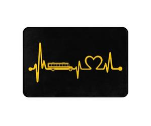 Alfombra Baño Divertido Conductor De Autobús Escolar Amor Negro Felpudo Antideslizante Felpudo Entrada Plegable Alfombrilla Baño para Pasillo Cocina Oficina 40X60Cm