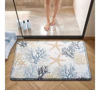Alfombra Baño Estrella De Mar Gris Azul Alfombrilla Baño Microfibra Bath Mat Antideslizante Alfombra Ducha Secado Rapido Gruesa Agua Absorbente Bathroom Mat Suave Carpete 50x80cm
