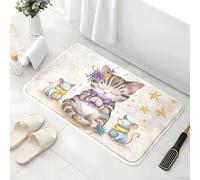 Alfombra Baño Estrella Floral Púrpura Alfombra Ducha Antideslizante Lavable Tapetes para Pasillo Dormitorio Entrada Alfombrilla Baño Antideslizante para Salir de la Ducha (50x80cm)