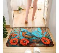 Alfombra Baño Flor De Madera Azul Alfombra Ducha Antideslizante Lavable Tapetes para Pasillo Dormitorio Entrada Alfombrilla Baño Antideslizante para Salir de la Ducha (50x80cm)