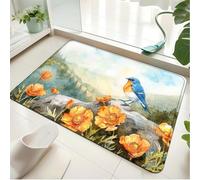 Alfombra Baño Flor De Piedra Amarilla Alfombra Ducha Antideslizante Lavable Tapetes para Pasillo Dormitorio Entrada Alfombrilla Baño Antideslizante para Salir de la Ducha (40x60cm)