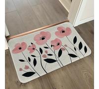 Alfombra Baño Flor Rosa Negra Alfombrilla Baño Microfibra Alfombra Ducha Antideslizante Bath Mat Secado Rapido Gruesa Agua Absorbente Bathroom Mat Suave Carpete 50x80cm