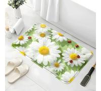 Alfombra Baño Flores De Insectos Verdes Alfombra Ducha Antideslizante Lavable Tapetes para Pasillo Dormitorio Entrada Alfombrilla Baño Antideslizante para Salir de la Ducha (40x60cm)