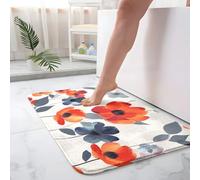 Alfombra Baño Flores Naranja Oscura Alfombra Ducha Antideslizante Lavable Tapetes para Pasillo Dormitorio Entrada Alfombrilla Baño Antideslizante para Salir de la Ducha (40x60cm)