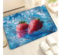 Alfombra Baño Fresa Azul Verde Alfombrilla Baño Microfibra Bath Mat Antideslizante Alfombra Ducha Secado Rapido Gruesa Agua Absorbente Bathroom Mat Suave Carpete 50x80cm