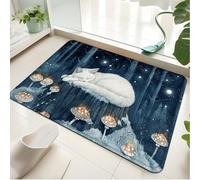 Alfombra Baño Gato Árbol Azul Alfombra Ducha Antideslizante Lavable Tapetes para Pasillo Dormitorio Entrada Alfombrilla Baño Antideslizante para Salir de la Ducha (40x60cm)