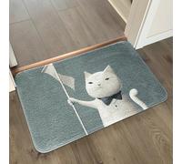Alfombra Baño Gato Retro Azul Alfombra Ducha Antideslizante Lavable Tapetes para Pasillo Dormitorio Entrada Alfombrilla Baño Antideslizante para Salir de la Ducha (40x60cm)