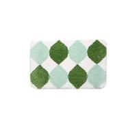 Alfombra Baño Geometría Blanca Verde Alfombrilla Baño Microfibra Bath Mat Antideslizante Alfombra Ducha Secado Rapido Gruesa Agua Absorbente Bathroom Mat Suave Carpete 40x60cm