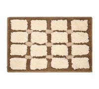 Alfombra Baño Geometría Marrón Beige Alfombrilla Baño Microfibra Bath Mat Antideslizante Alfombra Ducha Secado Rapido Gruesa Agua Absorbente Bathroom Mat Suave Carpete 50x80cm