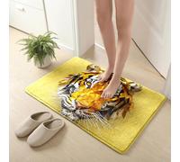 Alfombra Baño Geométrico Tigre Amarillo Alfombra Ducha Antideslizante Lavable Tapetes para Pasillo Dormitorio Entrada Alfombrilla Baño Antideslizante para Salir de la Ducha (40x60cm)