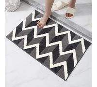 Alfombra Baño Gris Oscuro Blanca Alfombrilla Baño Microfibra Bath Mat Antideslizante Alfombra Ducha Secado Rapido Gruesa Agua Absorbente Bathroom Mat Suave Carpete 40x60cm