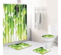 Alfombra Baño Hoja De Arce Verde Juego De Alfombras De Baño De 4 Piezas Secado Rapido, Incluye Alfombra De Baño 50×80Cm +Alfombras De Contorno + Cubierta del Asiento del Inodoro