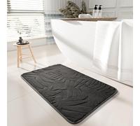 Alfombra Baño Hoja Tropical Gris Alfombrilla Baño Microfibra Bath Mat Antideslizante Alfombra Ducha Secado Rapido Gruesa Agua Absorbente Bathroom Mat Suave Carpete 40x60cm