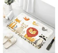 Alfombra Baño Hojas De Animales Naranja Alfombra Ducha Antideslizante Lavable Tapetes para Pasillo Dormitorio Entrada Alfombrilla Baño Antideslizante para Salir de la Ducha (40x60cm)